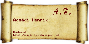 Acsádi Henrik névjegykártya