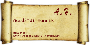 Acsádi Henrik névjegykártya